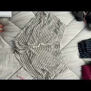 Grey and white pajama shorts